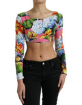 Dolce & Gabbana Multicolor Floral Long Sleeves Cropped Top by Dolce & Gabbana