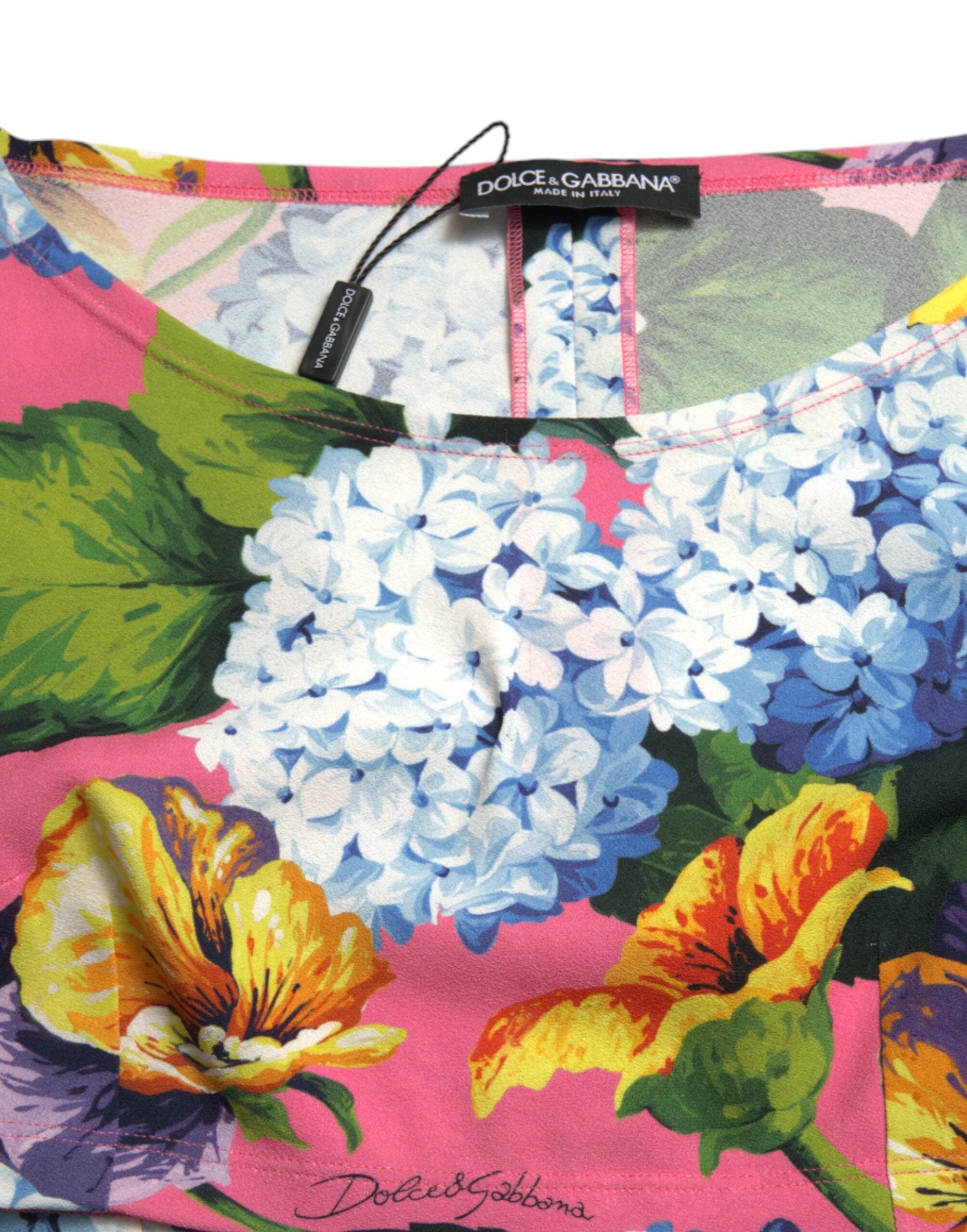 Dolce & Gabbana Multicolor Floral Long Sleeves Cropped Top by Dolce & Gabbana