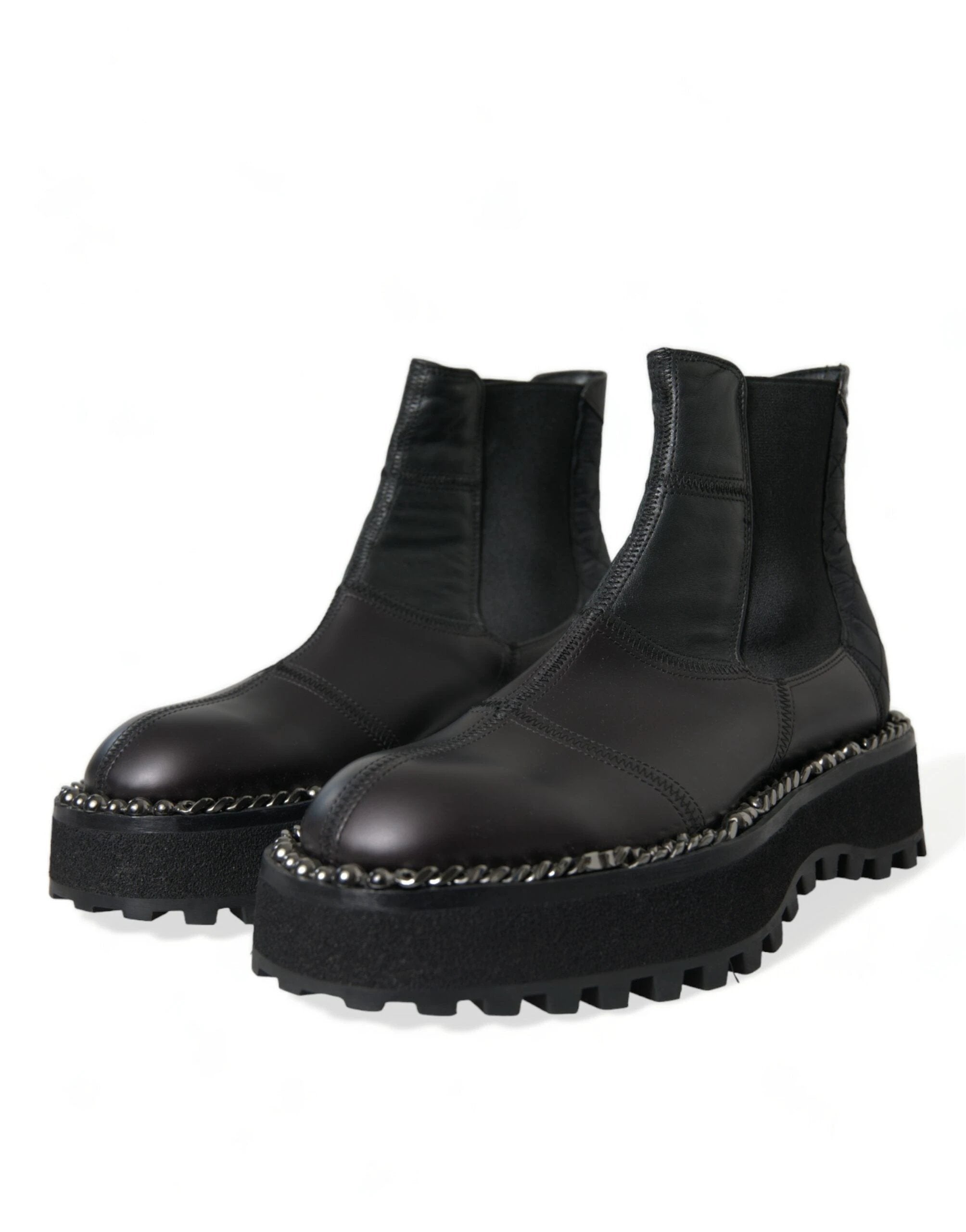 Dolce & Gabbana Black Leather Slip On Stretch Chelsea Boots Shoes by Dolce & Gabbana