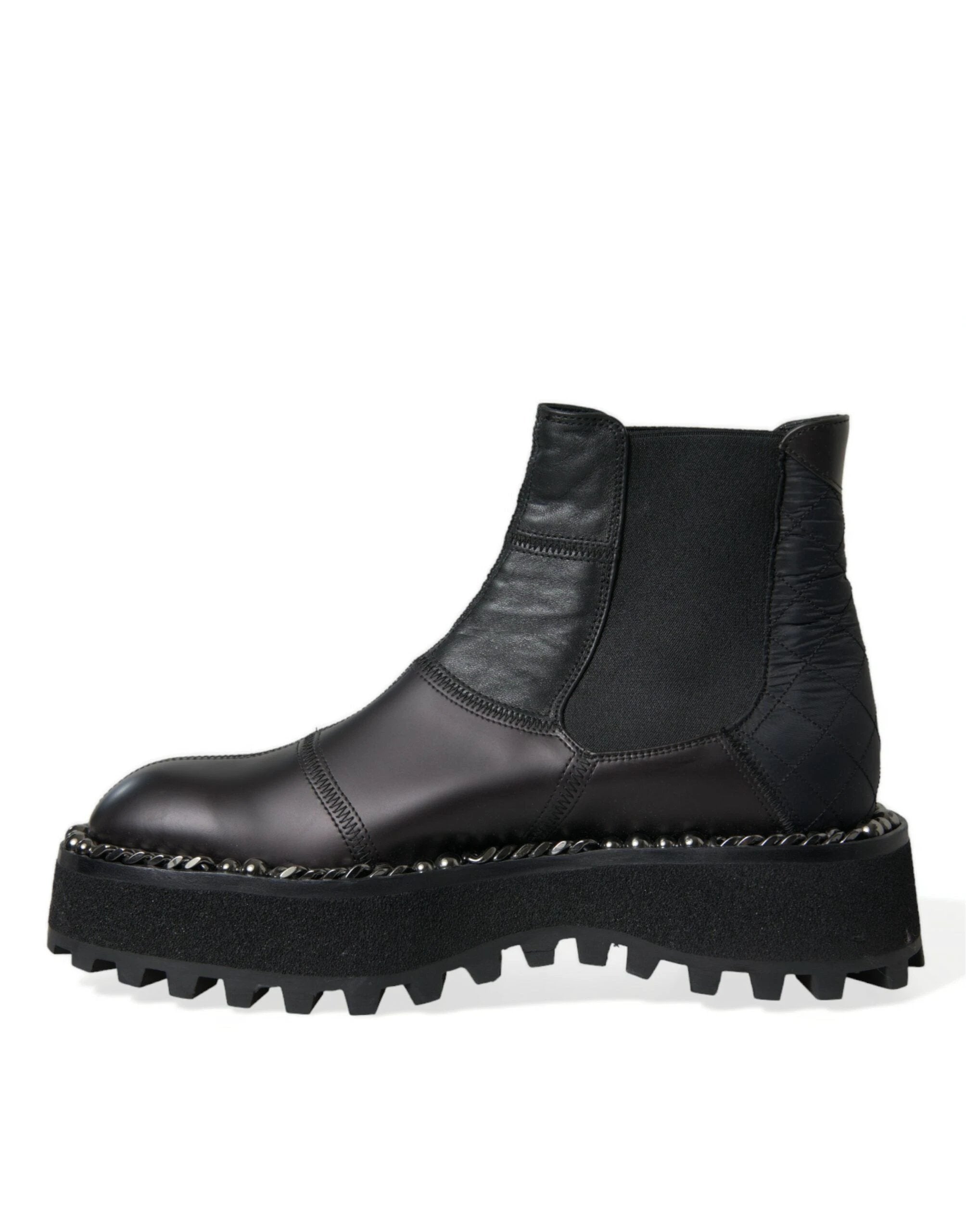 Dolce & Gabbana Black Leather Slip On Stretch Chelsea Boots Shoes by Dolce & Gabbana