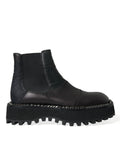 Dolce & Gabbana Black Leather Slip On Stretch Chelsea Boots Shoes by Dolce & Gabbana