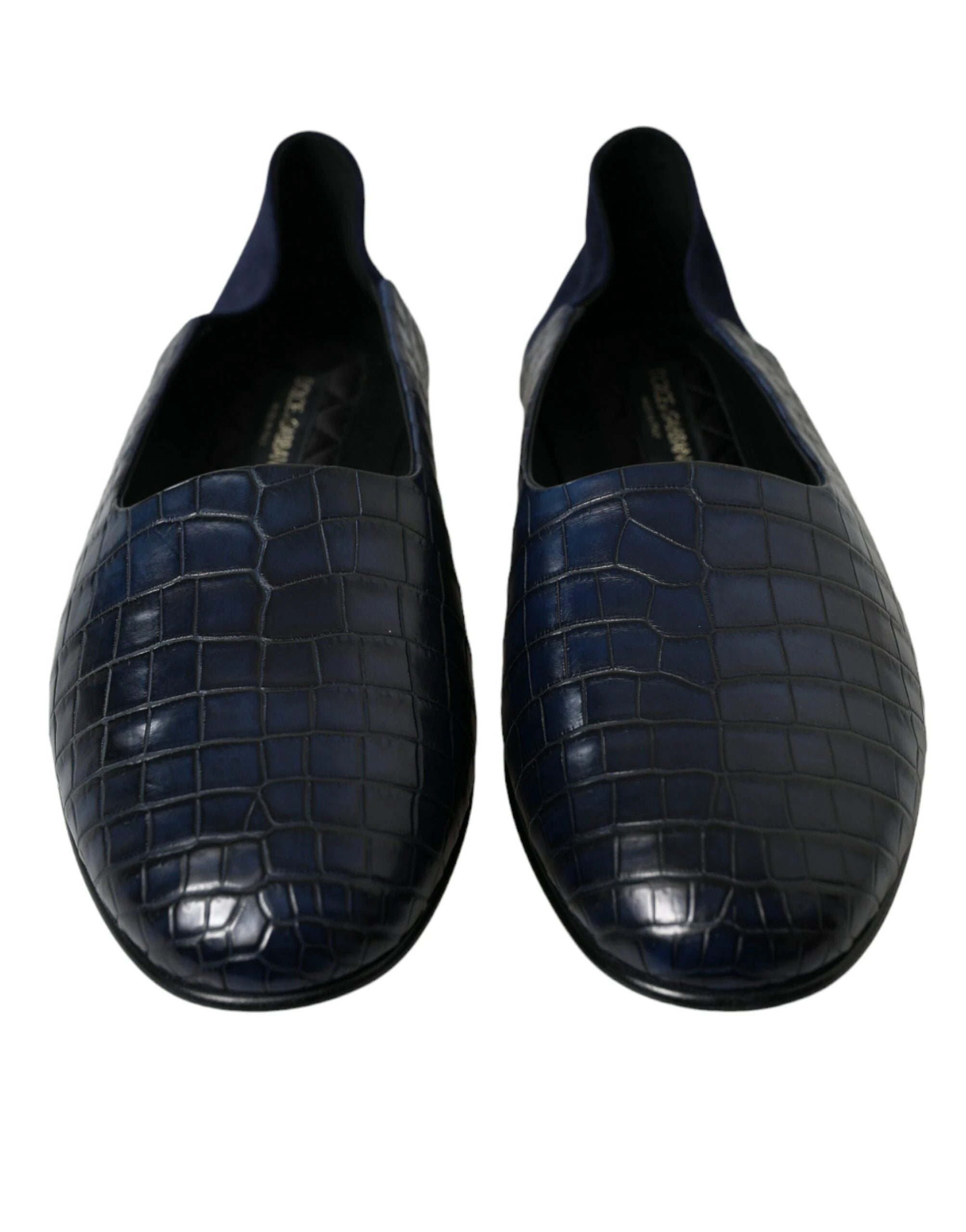 Dolce & Gabbana Blue Crocodile Leather Loafers Slip On Shoes by Dolce & Gabbana