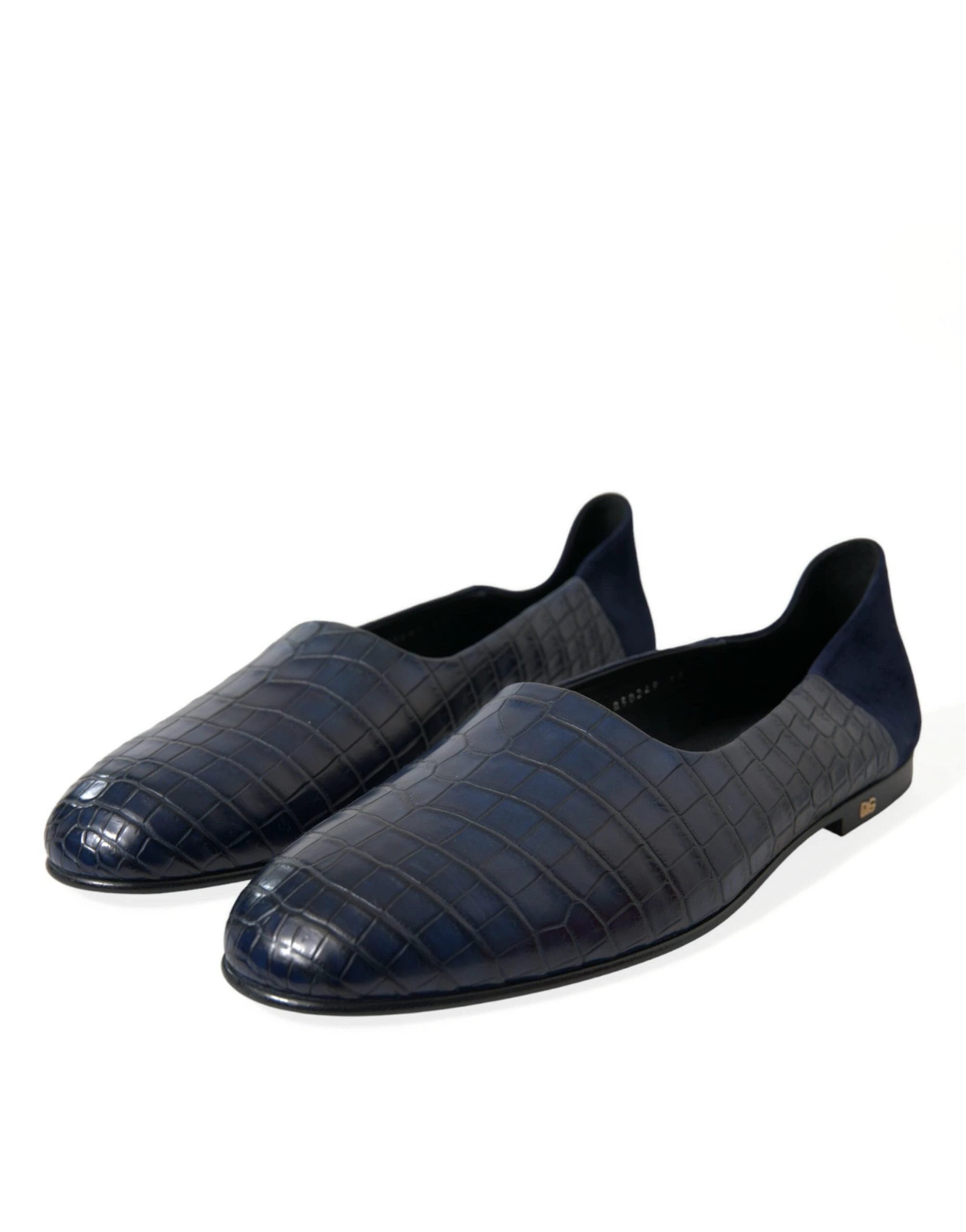 Dolce & Gabbana Blue Crocodile Leather Loafers Slip On Shoes by Dolce & Gabbana