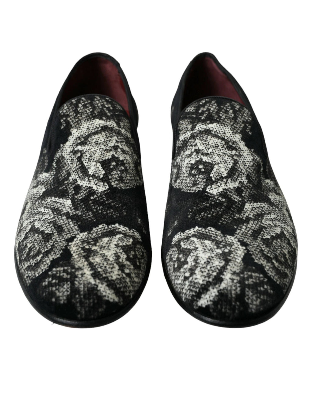 Dolce & Gabbana Black Floral Slippers Men Loafers Dress Shoes by Dolce & Gabbana