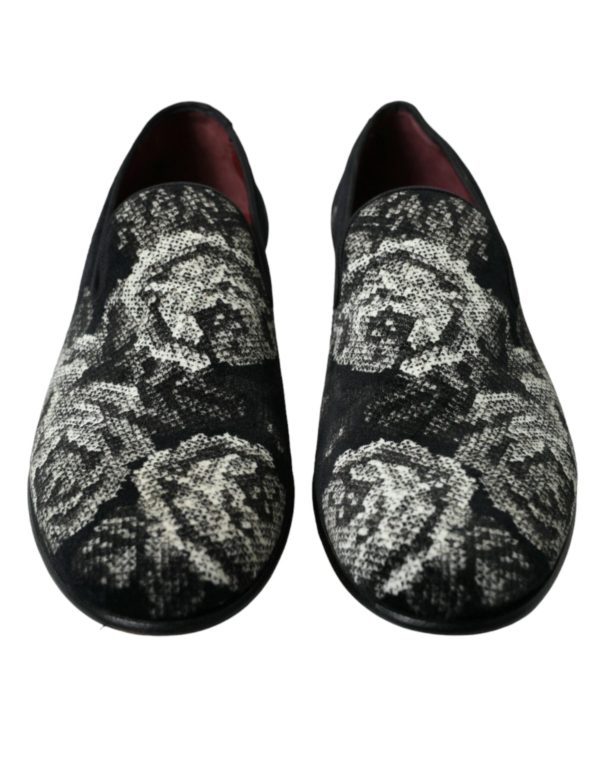 Dolce & Gabbana Black Floral Slippers Men Loafers Dress Shoes by Dolce & Gabbana