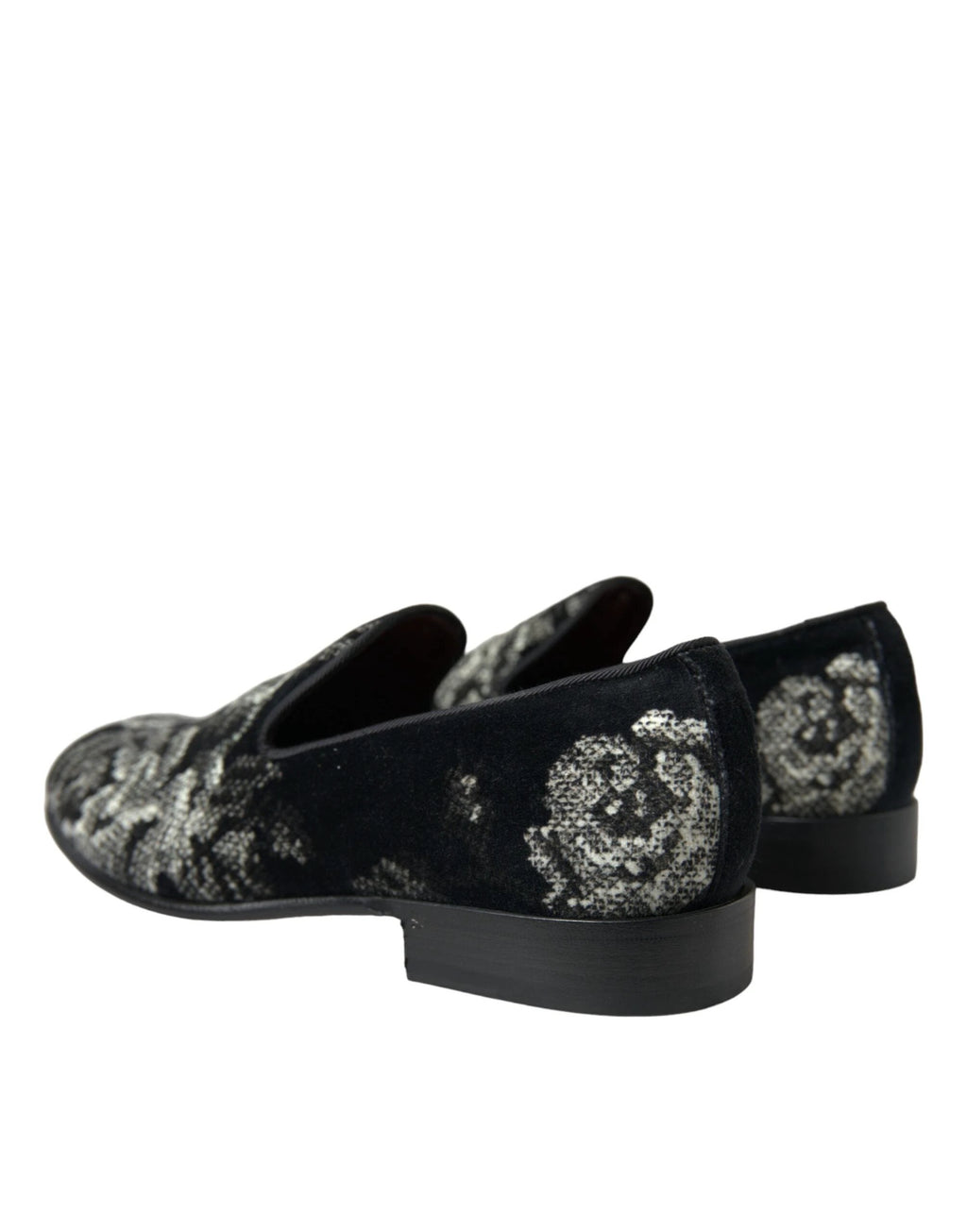 Dolce & Gabbana Black Floral Slippers Men Loafers Dress Shoes by Dolce & Gabbana