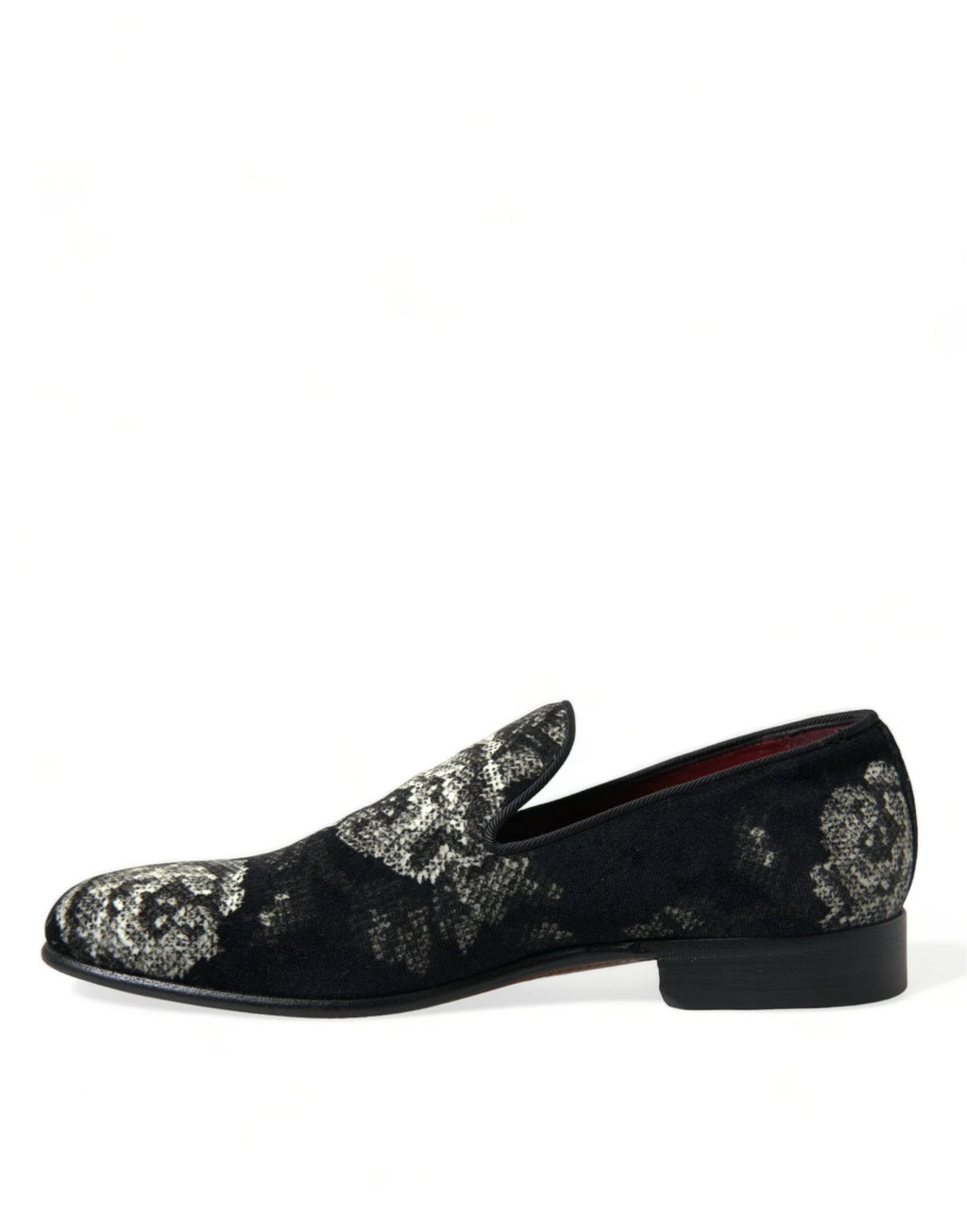 Dolce & Gabbana Black Floral Slippers Men Loafers Dress Shoes by Dolce & Gabbana