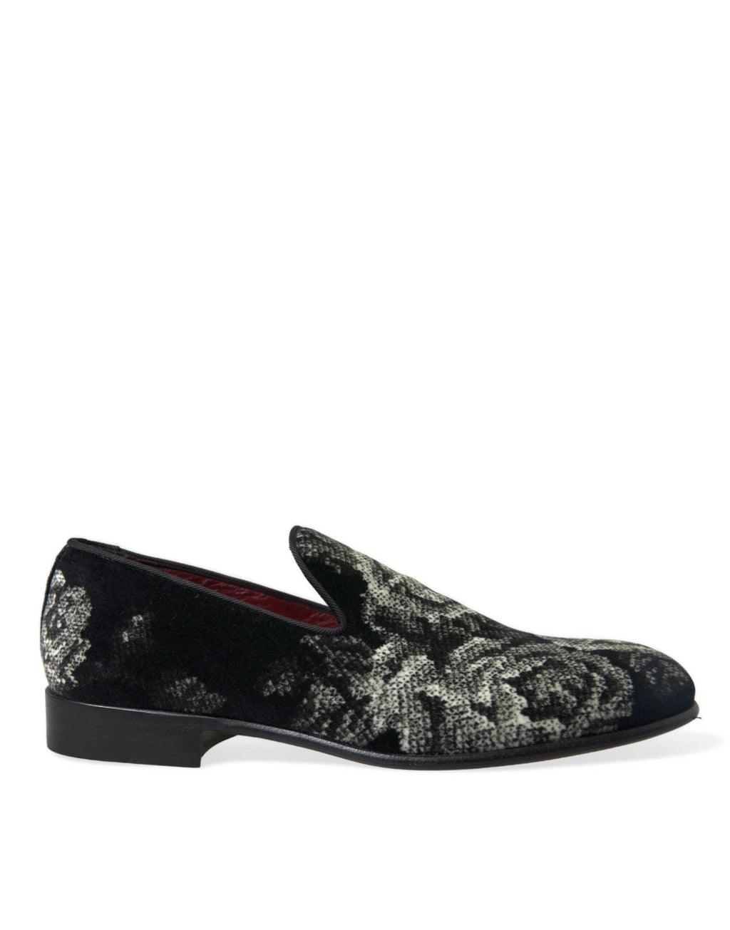 Dolce & Gabbana Black Floral Slippers Men Loafers Dress Shoes by Dolce & Gabbana