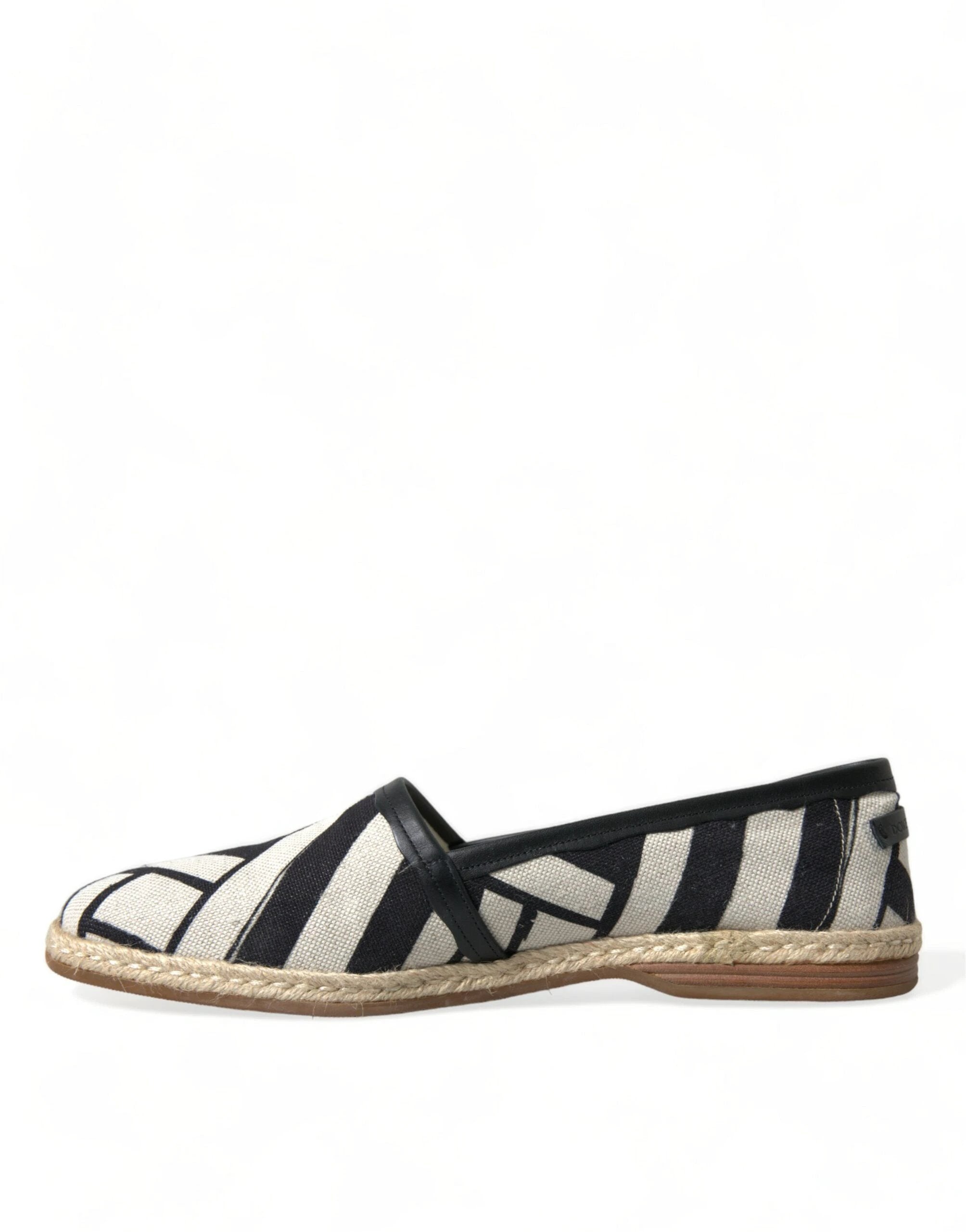 Dolce & Gabbana Beige Black Striped Canvas Espadrilles MONDELLO Shoes by Dolce & Gabbana