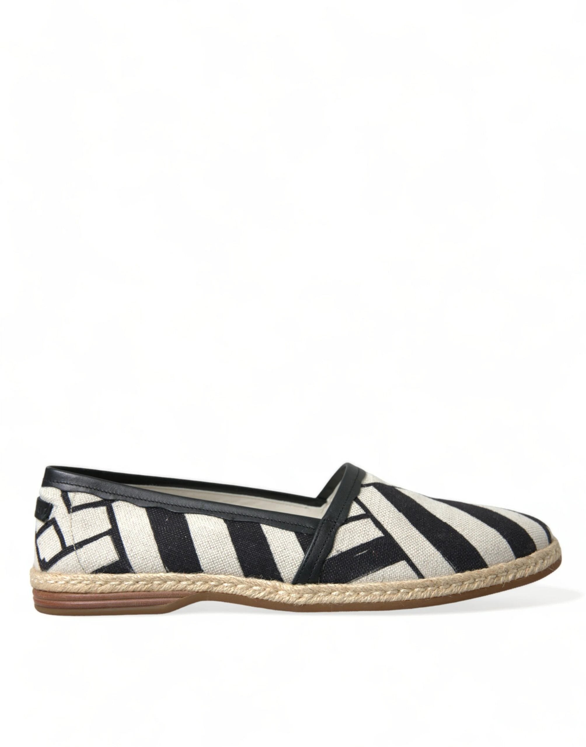 Dolce & Gabbana Beige Black Striped Canvas Espadrilles MONDELLO Shoes by Dolce & Gabbana