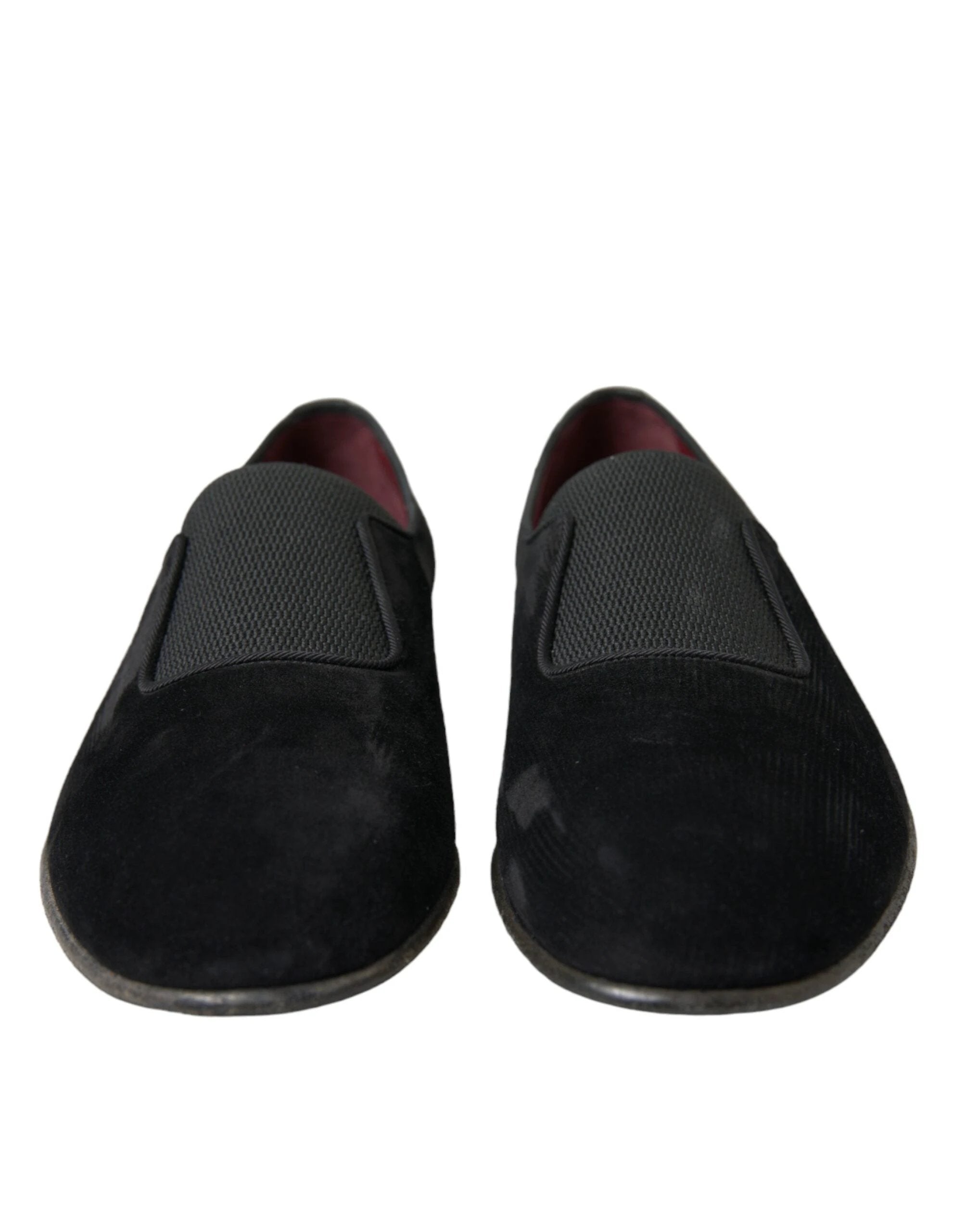 Dolce & Gabbana Black RUNWAY Velour AMALFI Loafers Shoes by Dolce & Gabbana