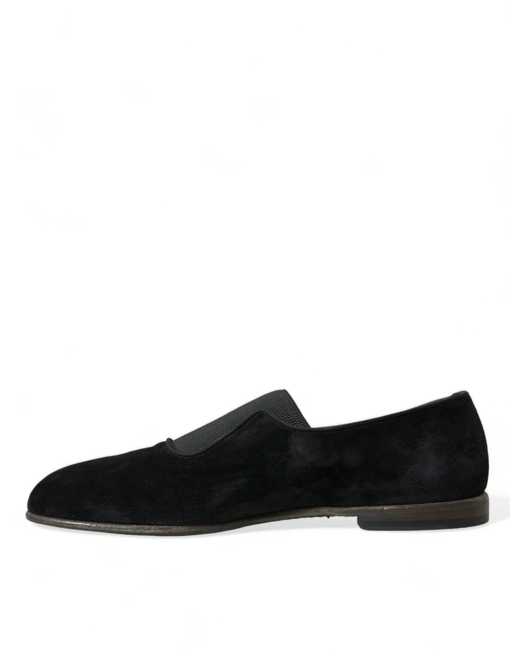 Dolce & Gabbana Black RUNWAY Velour AMALFI Loafers Shoes by Dolce & Gabbana