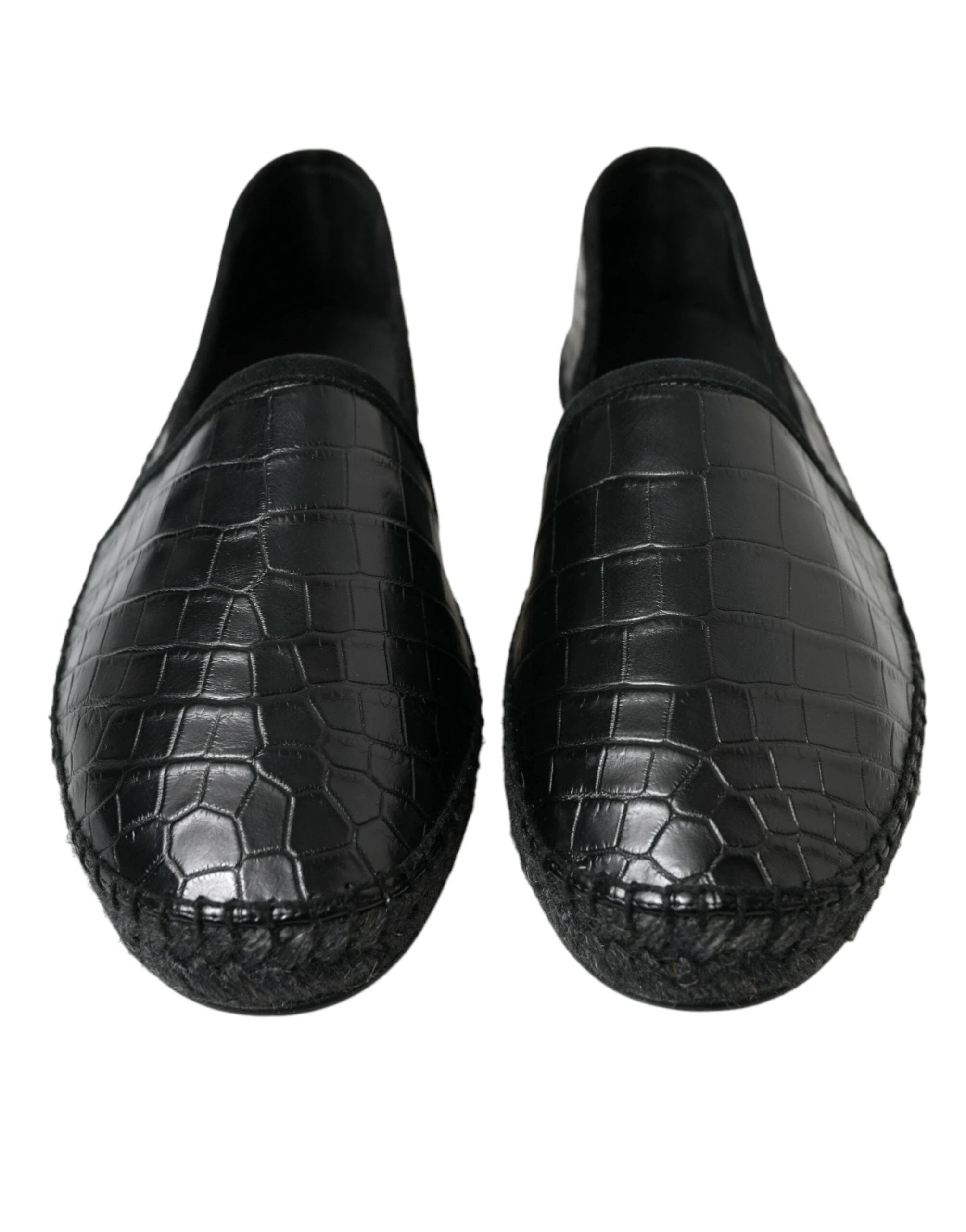 Dolce & Gabbana Black Exotic Leather Espadrilles Slip On Shoes by Dolce & Gabbana