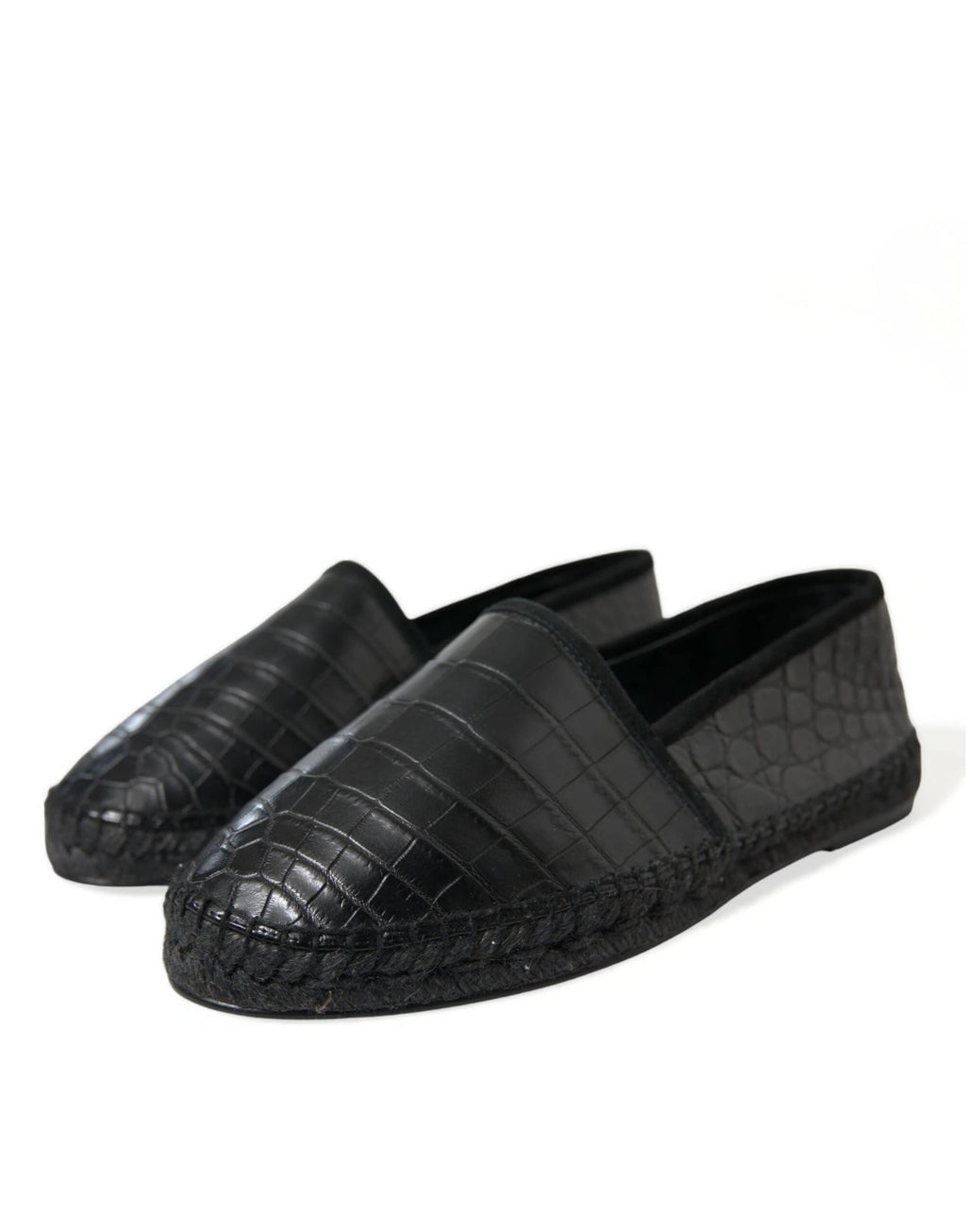 Dolce & Gabbana Black Exotic Leather Espadrilles Slip On Shoes by Dolce & Gabbana
