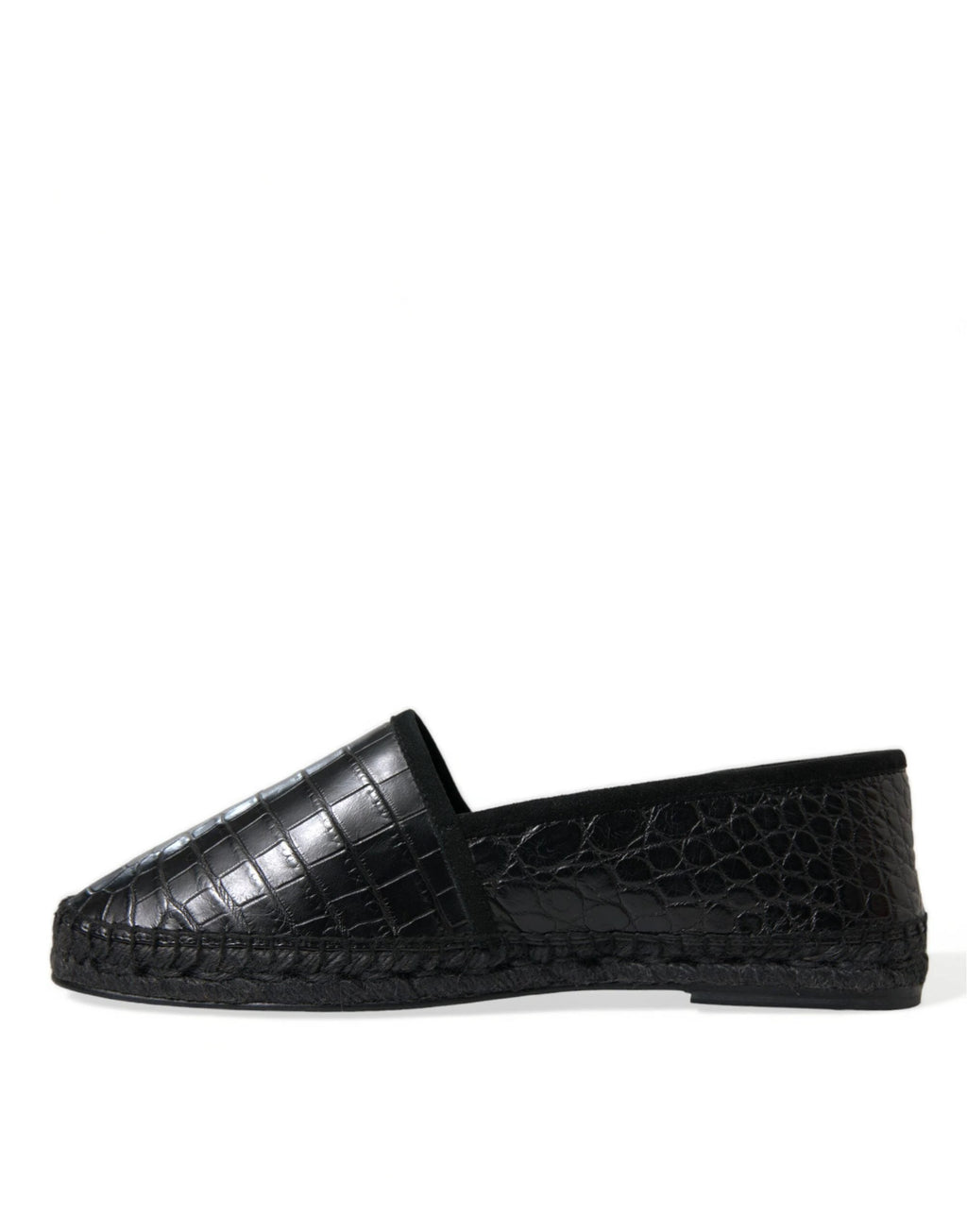 Dolce & Gabbana Black Exotic Leather Espadrilles Slip On Shoes by Dolce & Gabbana