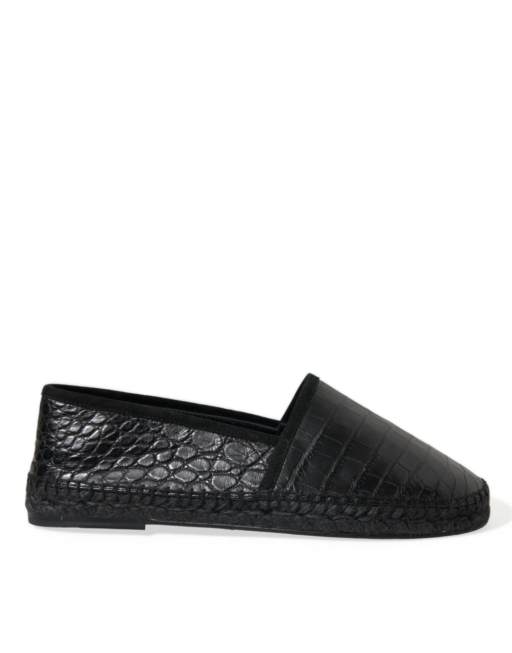 Dolce & Gabbana Black Exotic Leather Espadrilles Slip On Shoes by Dolce & Gabbana