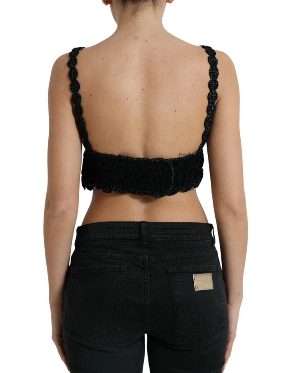 Dolce & Gabbana Black Cotton Bustier Cropped Crochet Tank Top by Dolce & Gabbana