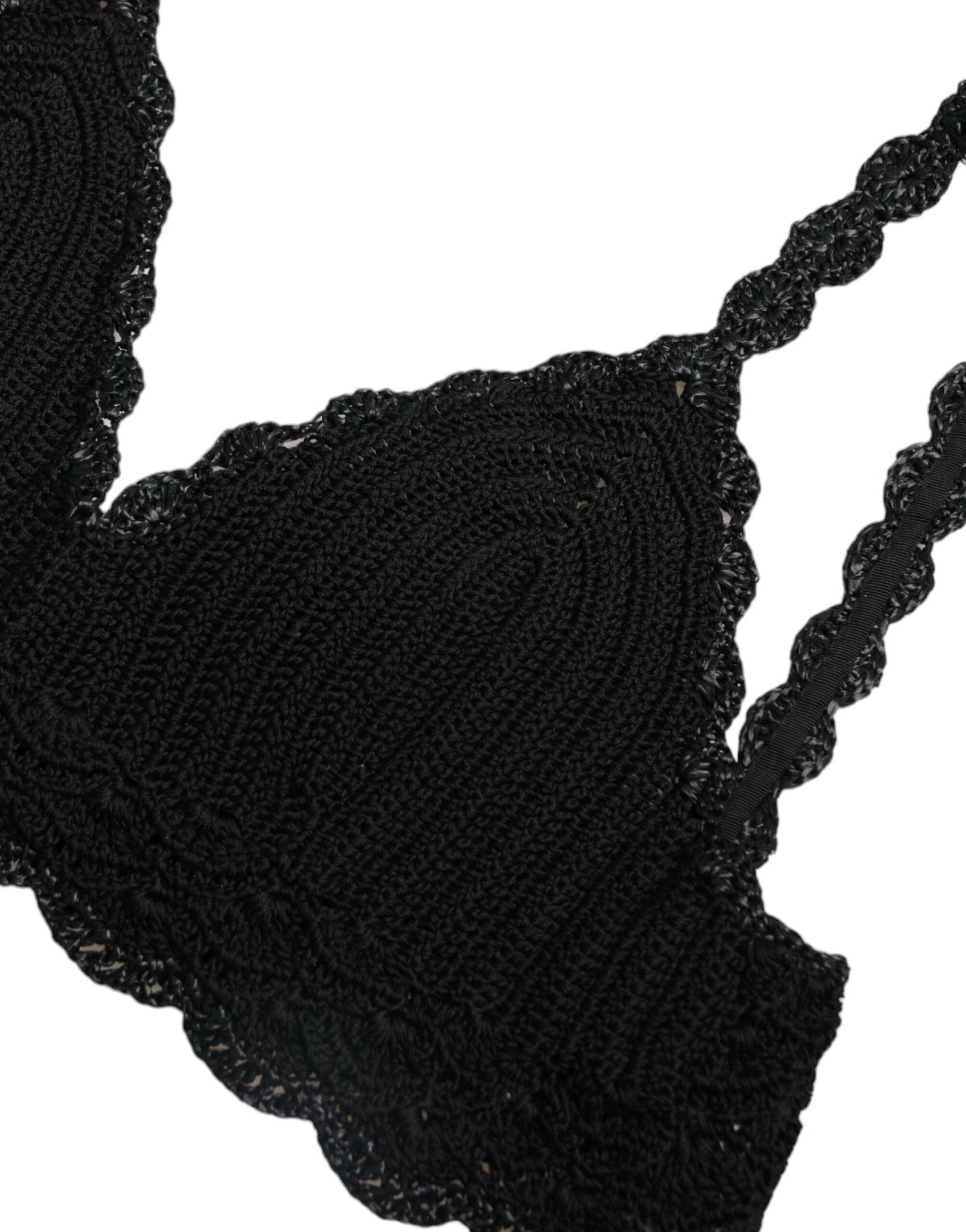 Dolce & Gabbana Black Cotton Bustier Cropped Crochet Tank Top by Dolce & Gabbana