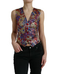 Dolce & Gabbana Multicolor Jacquard Button Waistcoat Vest Top by Dolce & Gabbana