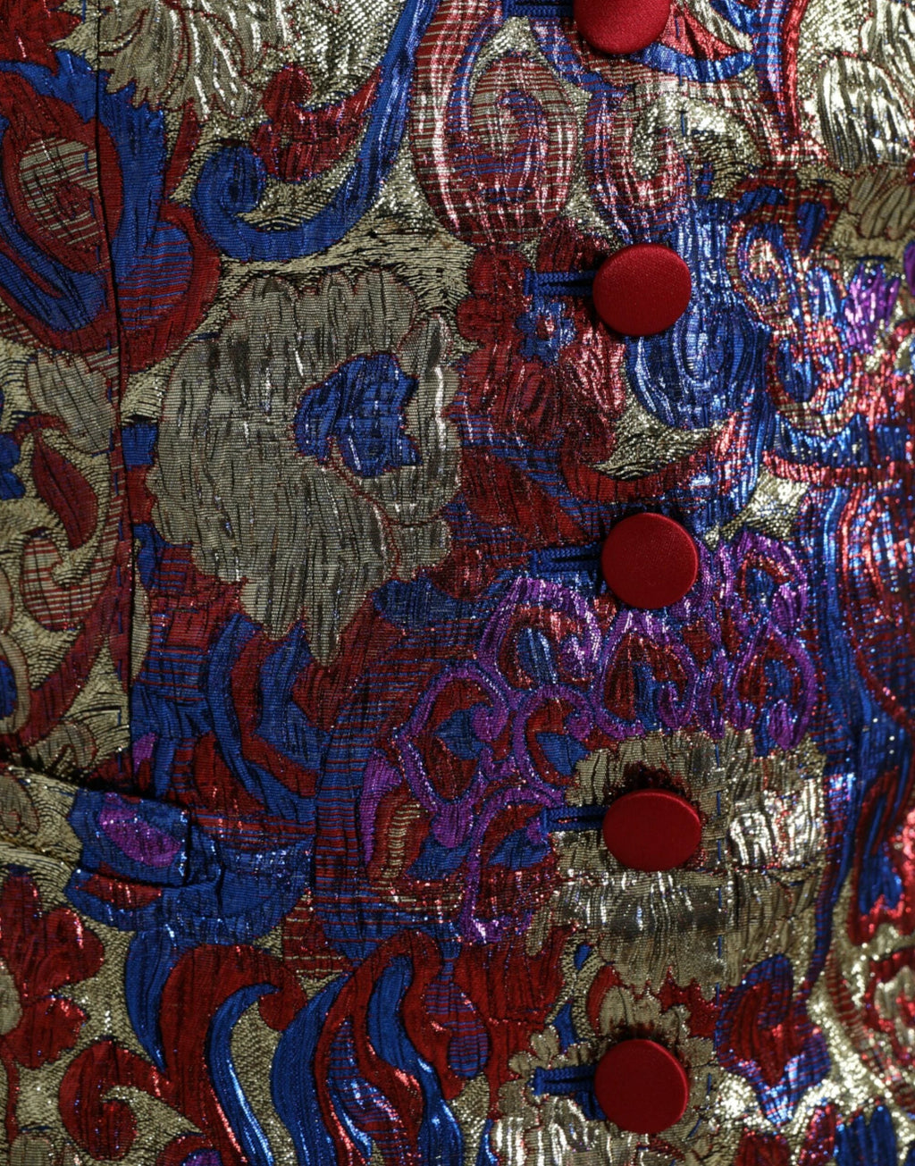 Dolce & Gabbana Multicolor Jacquard Button Waistcoat Vest Top by Dolce & Gabbana