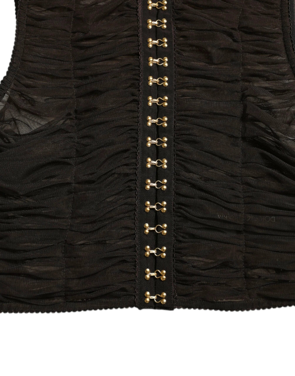 Dolce & Gabbana Brown Embellished Nylon Stretch Cropped Top by Dolce & Gabbana