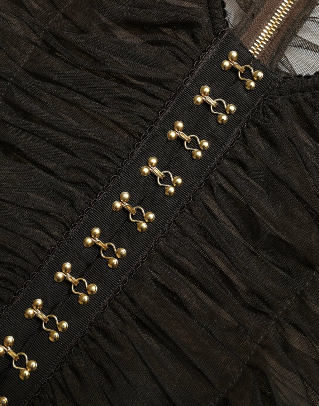 Dolce & Gabbana Brown Embellished Nylon Stretch Cropped Top by Dolce & Gabbana