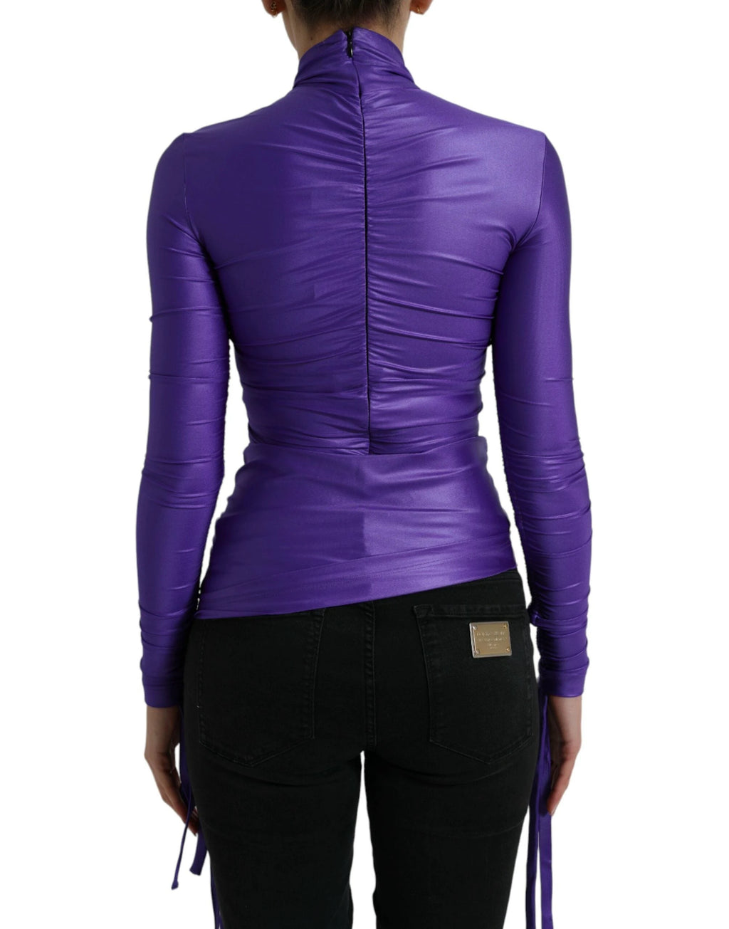 Dolce & Gabbana Purple Nylon Stretch Slim Long Sleeves Top by Dolce & Gabbana
