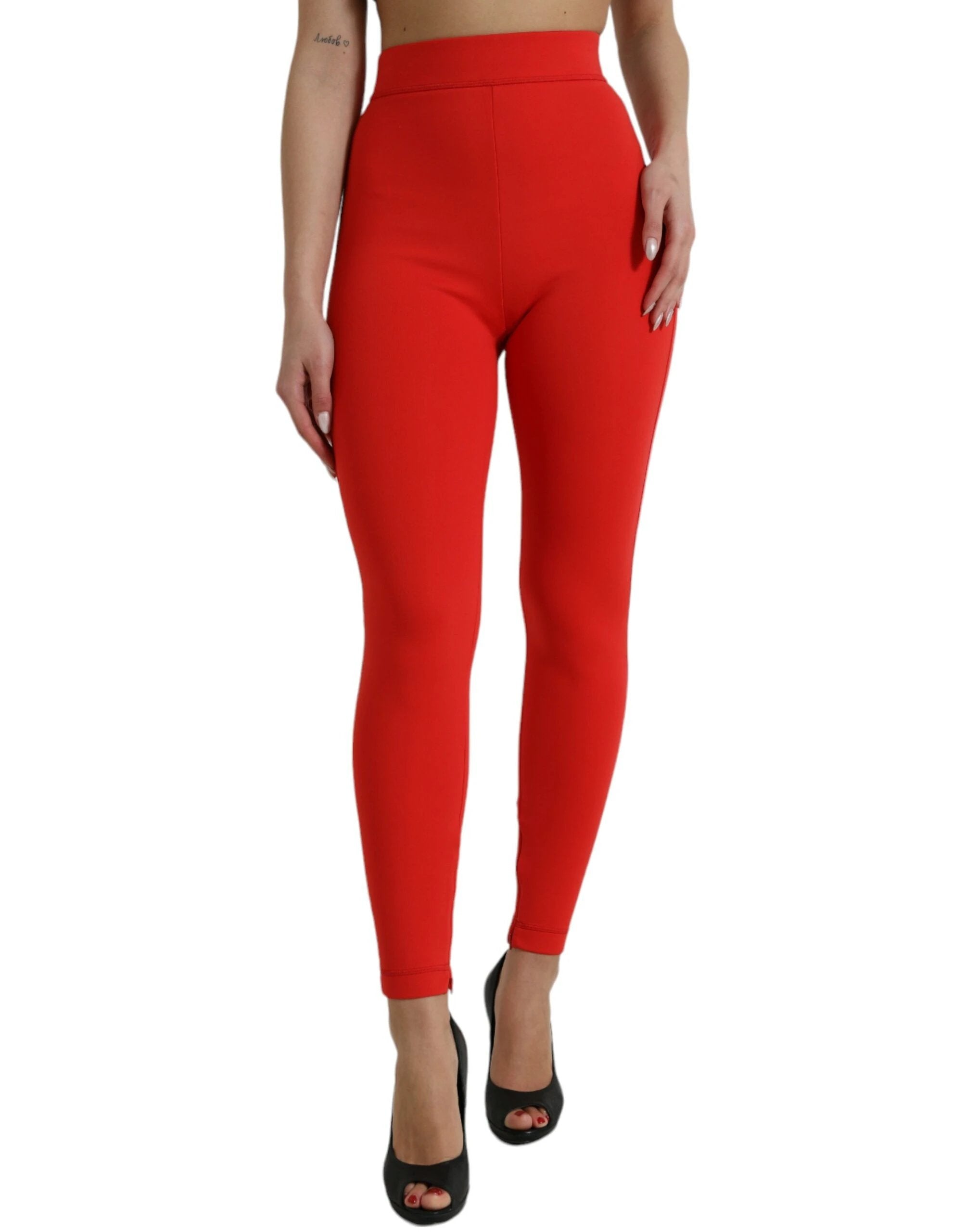 Dolce & Gabbana Red Nylon Stretch Slim Leggings Pants by Dolce & Gabbana