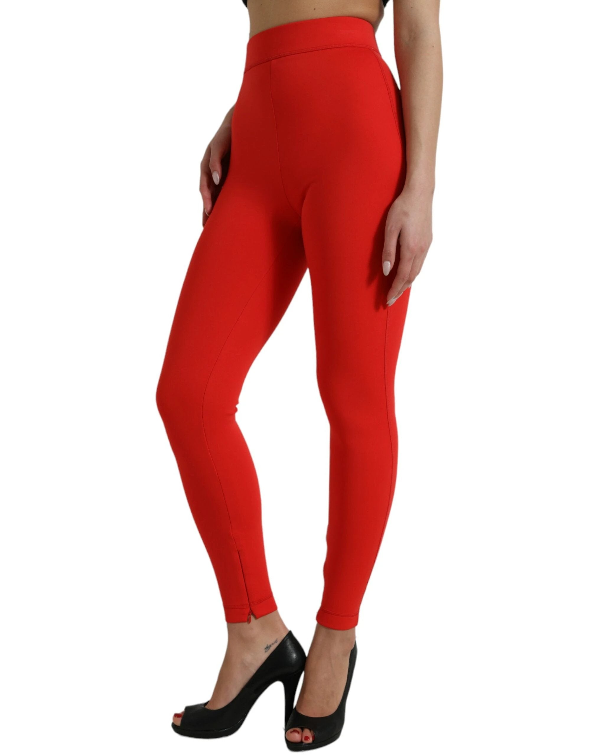 Dolce & Gabbana Red Nylon Stretch Slim Leggings Pants by Dolce & Gabbana