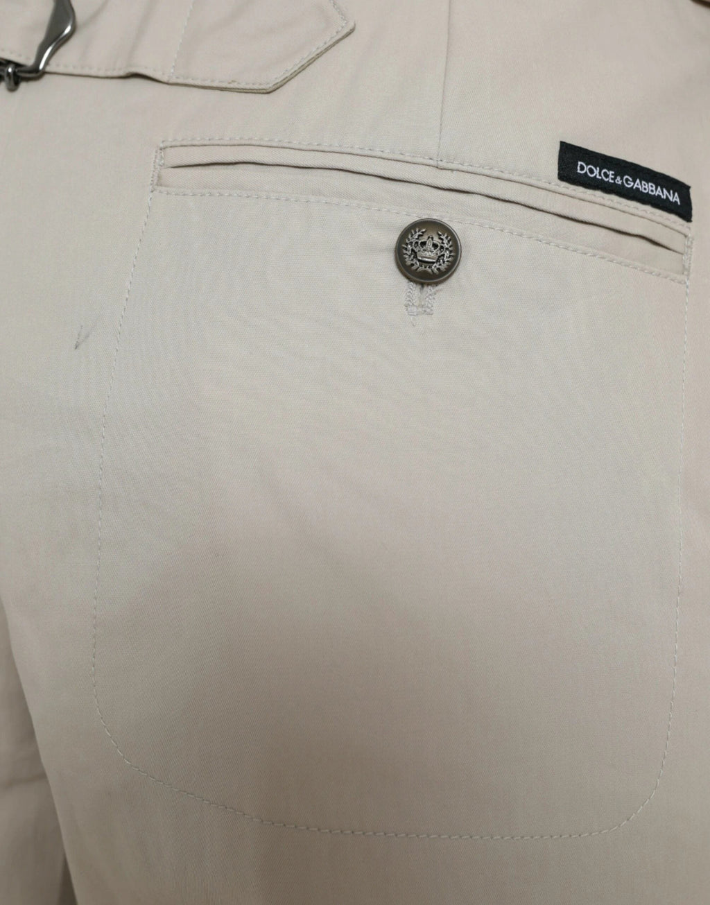Dolce & Gabbana Beige Cotton High Waist Tapered Pants by Dolce & Gabbana