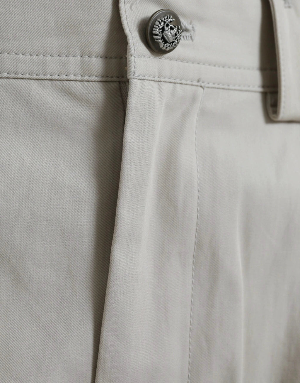 Dolce & Gabbana Beige Cotton High Waist Tapered Pants by Dolce & Gabbana