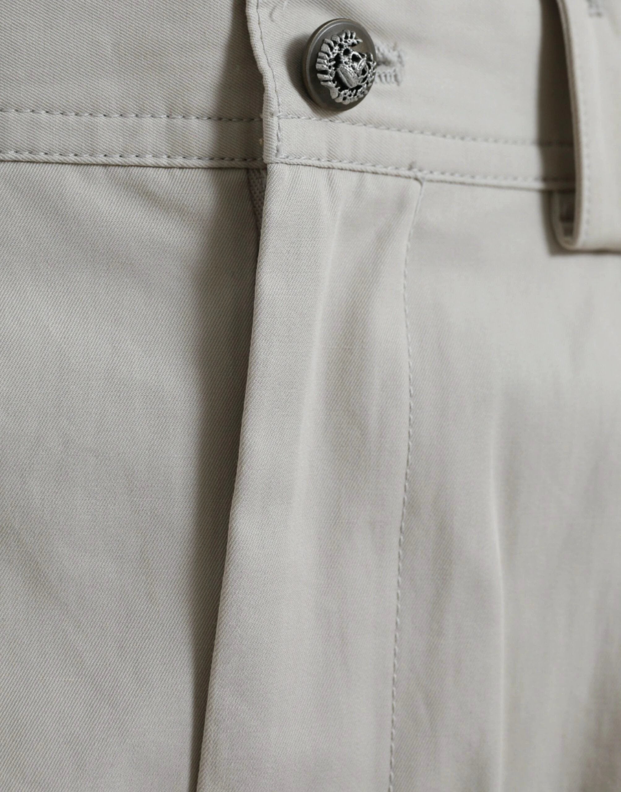 Dolce & Gabbana Beige Cotton High Waist Tapered Pants by Dolce & Gabbana