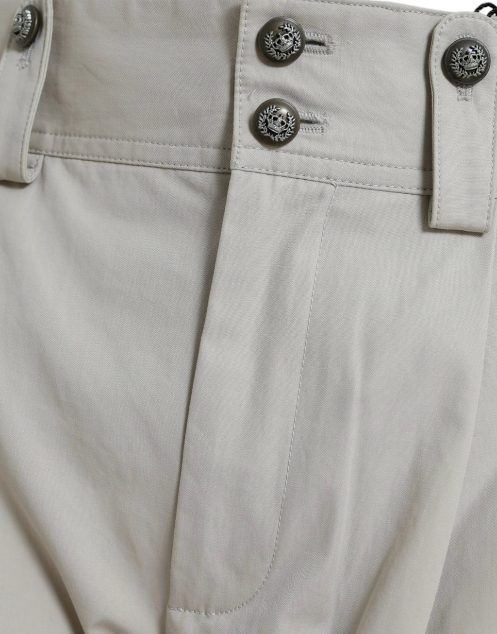 Dolce & Gabbana Beige Cotton High Waist Tapered Pants by Dolce & Gabbana