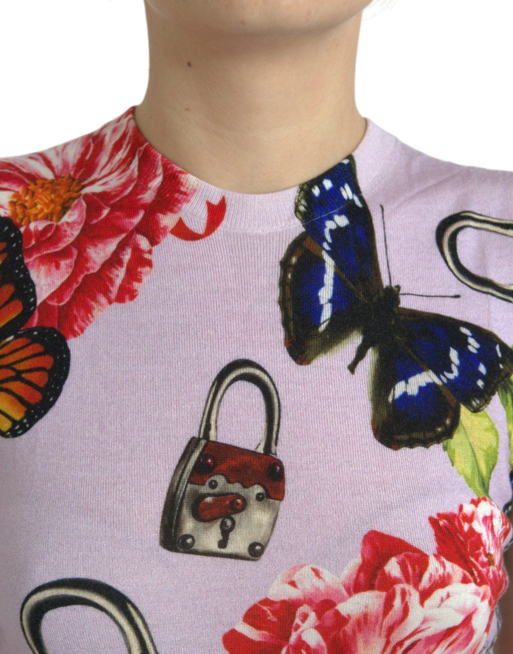 Dolce & Gabbana Multicolor Floral Padlock Butterfly Tank Top by Dolce & Gabbana