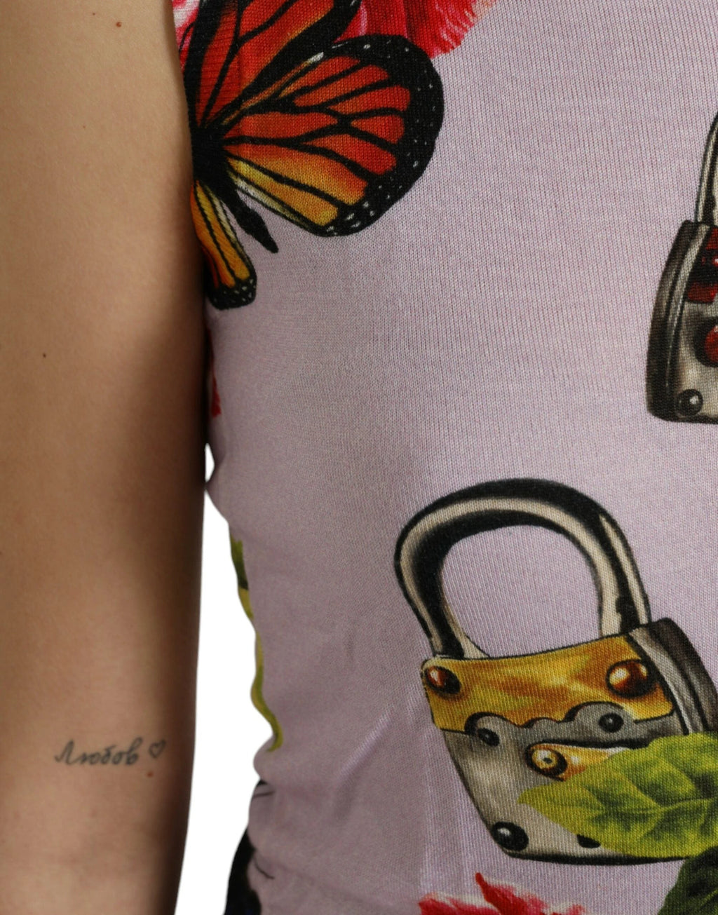 Dolce & Gabbana Multicolor Floral Padlock Butterfly Tank Top by Dolce & Gabbana