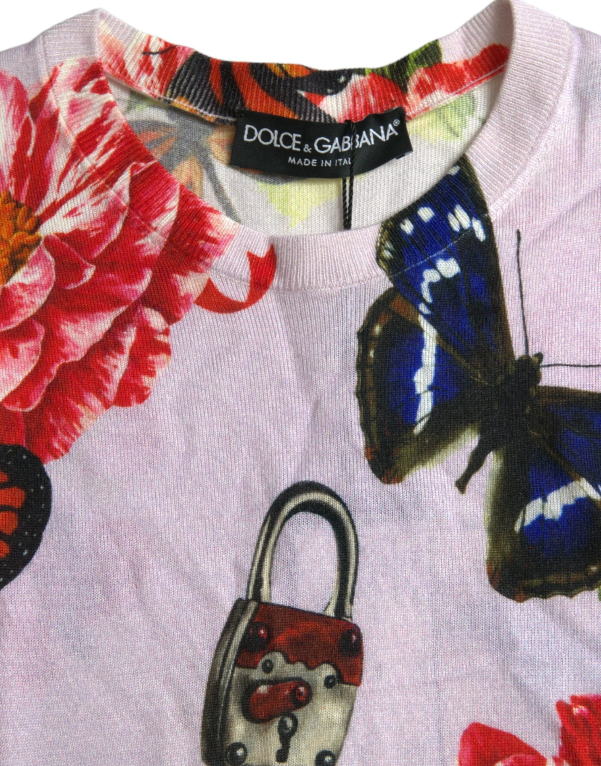 Dolce & Gabbana Multicolor Floral Padlock Butterfly Tank Top by Dolce & Gabbana