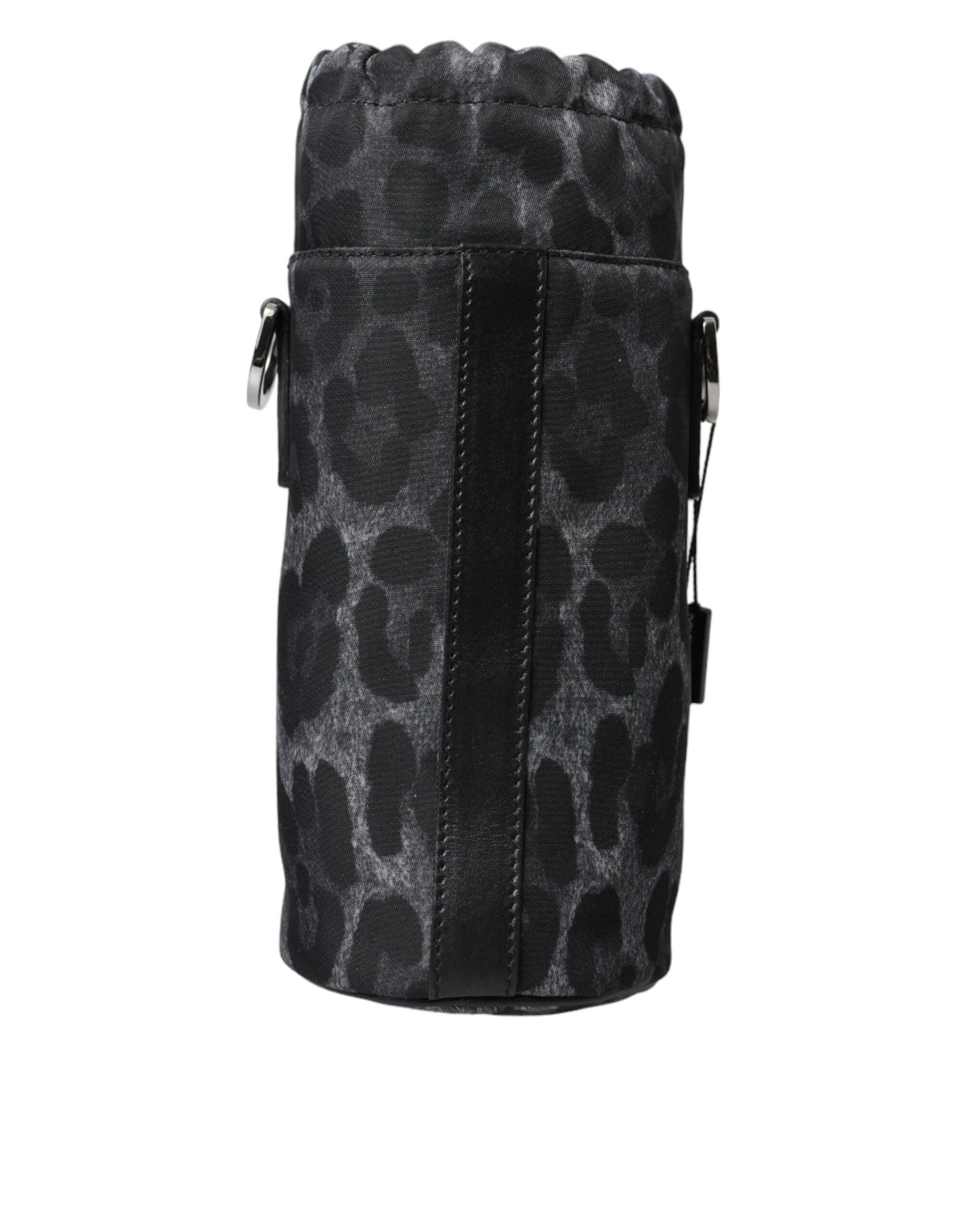 Dolce & Gabbana Black Leopard Round Slim Tote Bottle Cage Bag by Dolce & Gabbana