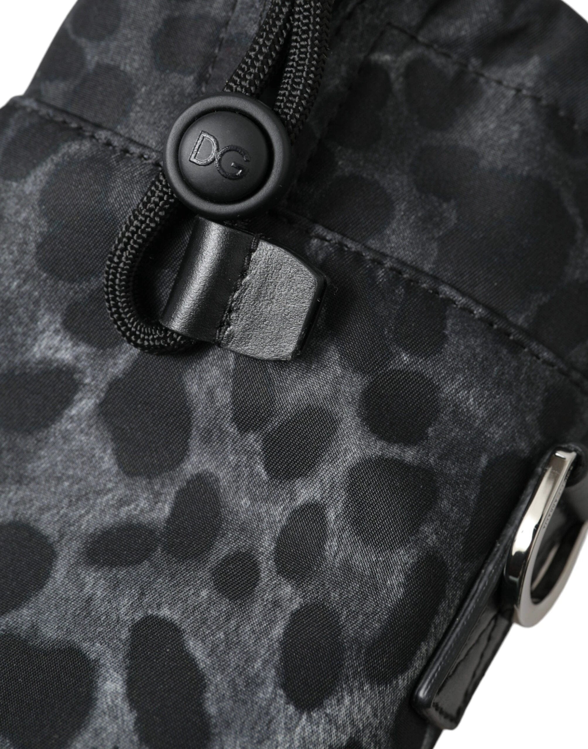 Dolce & Gabbana Black Leopard Round Slim Tote Bottle Cage Bag by Dolce & Gabbana