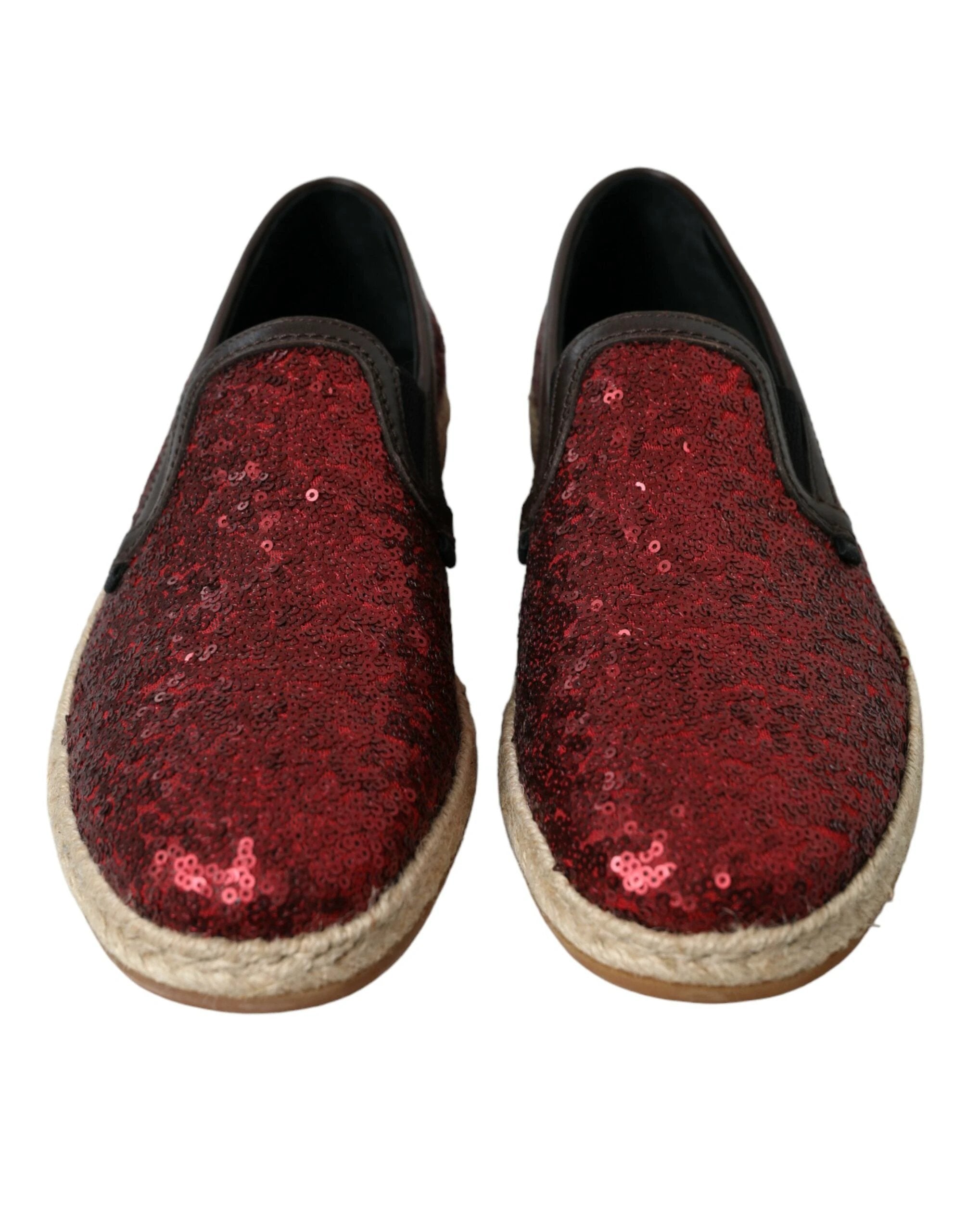 Dolce & Gabbana Red Sequined Loafers Slippers Men Shoes by Dolce & Gabbana