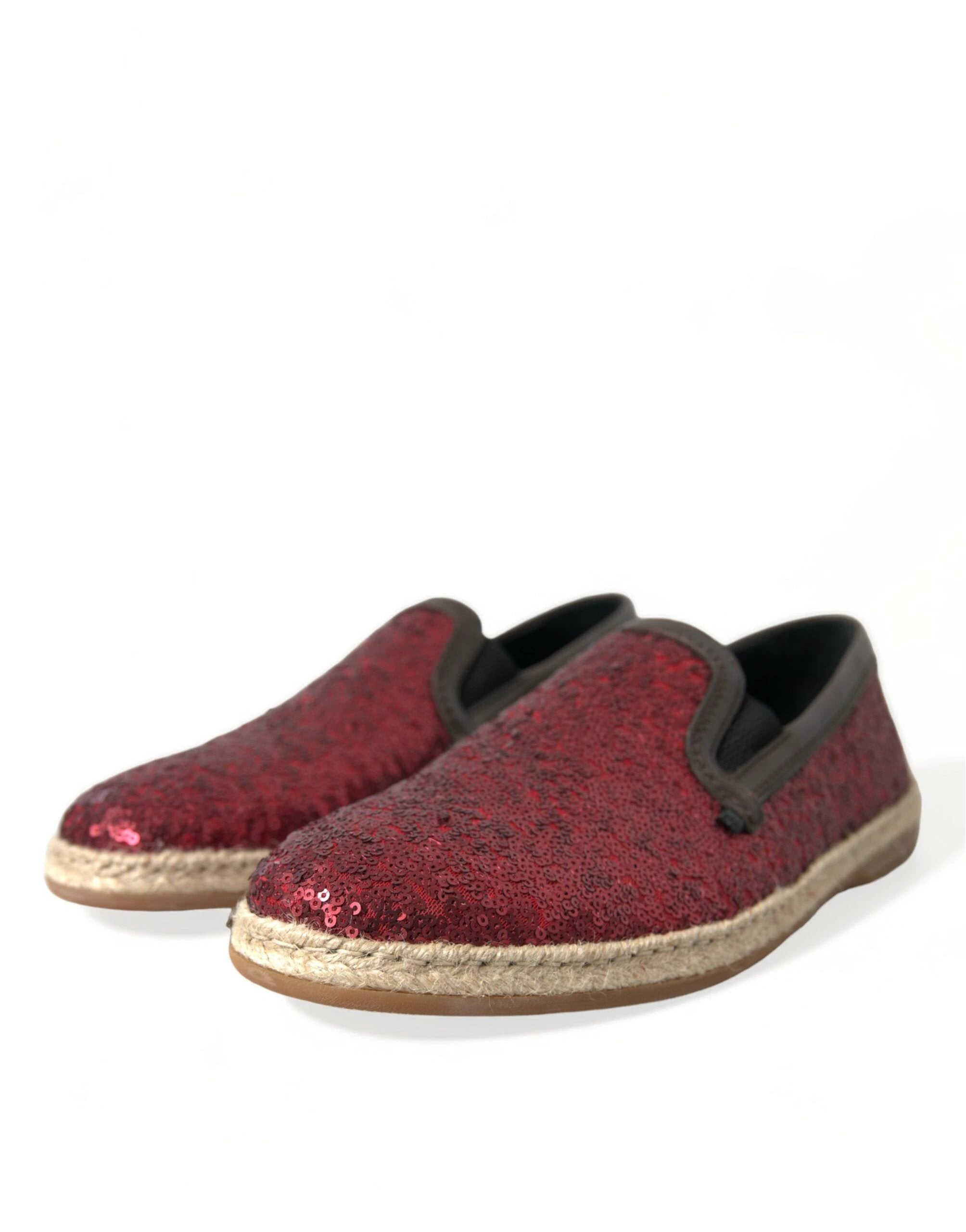 Dolce & Gabbana Red Sequined Loafers Slippers Men Shoes by Dolce & Gabbana