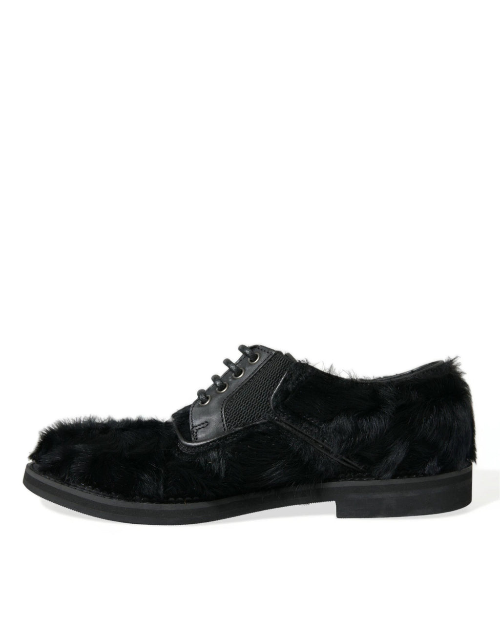 Dolce & Gabbana Black Fur Leather Lace Up Derby Dress Shoes by Dolce & Gabbana
