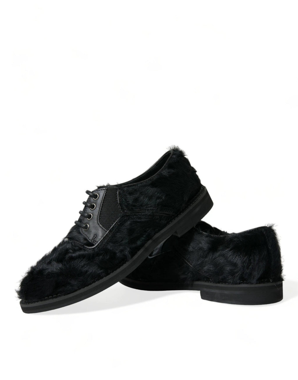 Dolce & Gabbana Black Fur Leather Lace Up Derby Dress Shoes by Dolce & Gabbana