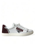 Dolce & Gabbana White Bordeaux Leather Logo Low Top Sneakers Shoes by Dolce & Gabbana