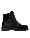Dolce & Gabbana Black Pony Style Leather Mid Calf Boots Shoes by Dolce & Gabbana