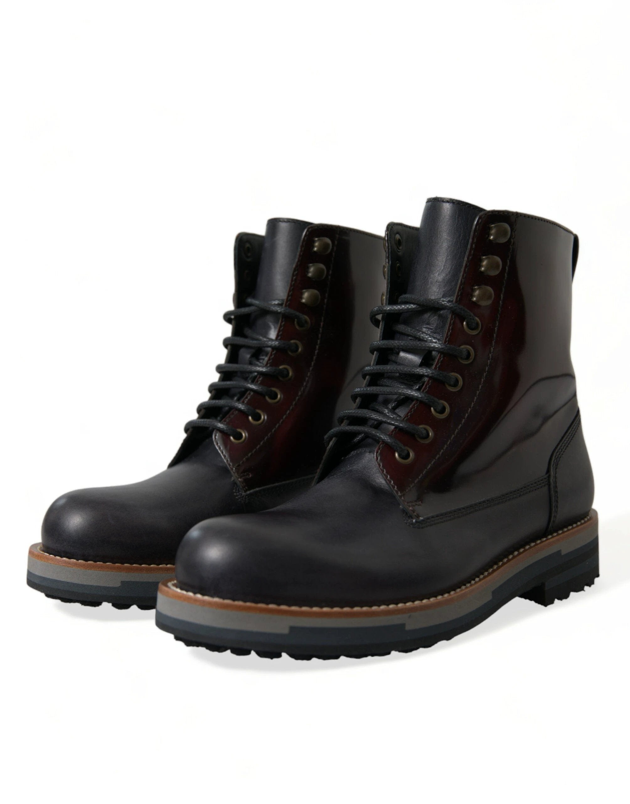 Dolce & Gabbana Black Leather Military Combat Boots Shoes by Dolce & Gabbana