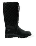 Dolce & Gabbana Black Chioggia Rubber Suede Rain Boots Shoes by Dolce & Gabbana