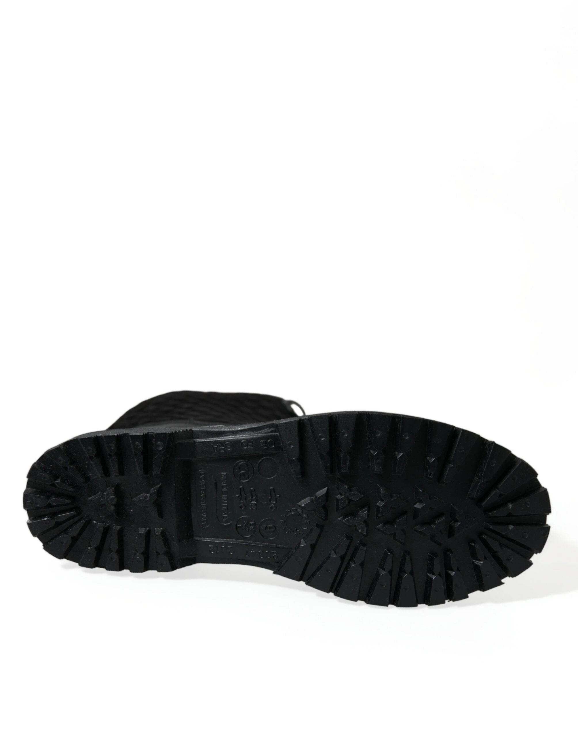 Dolce & Gabbana Black Chioggia Rubber Suede Rain Boots Shoes by Dolce & Gabbana