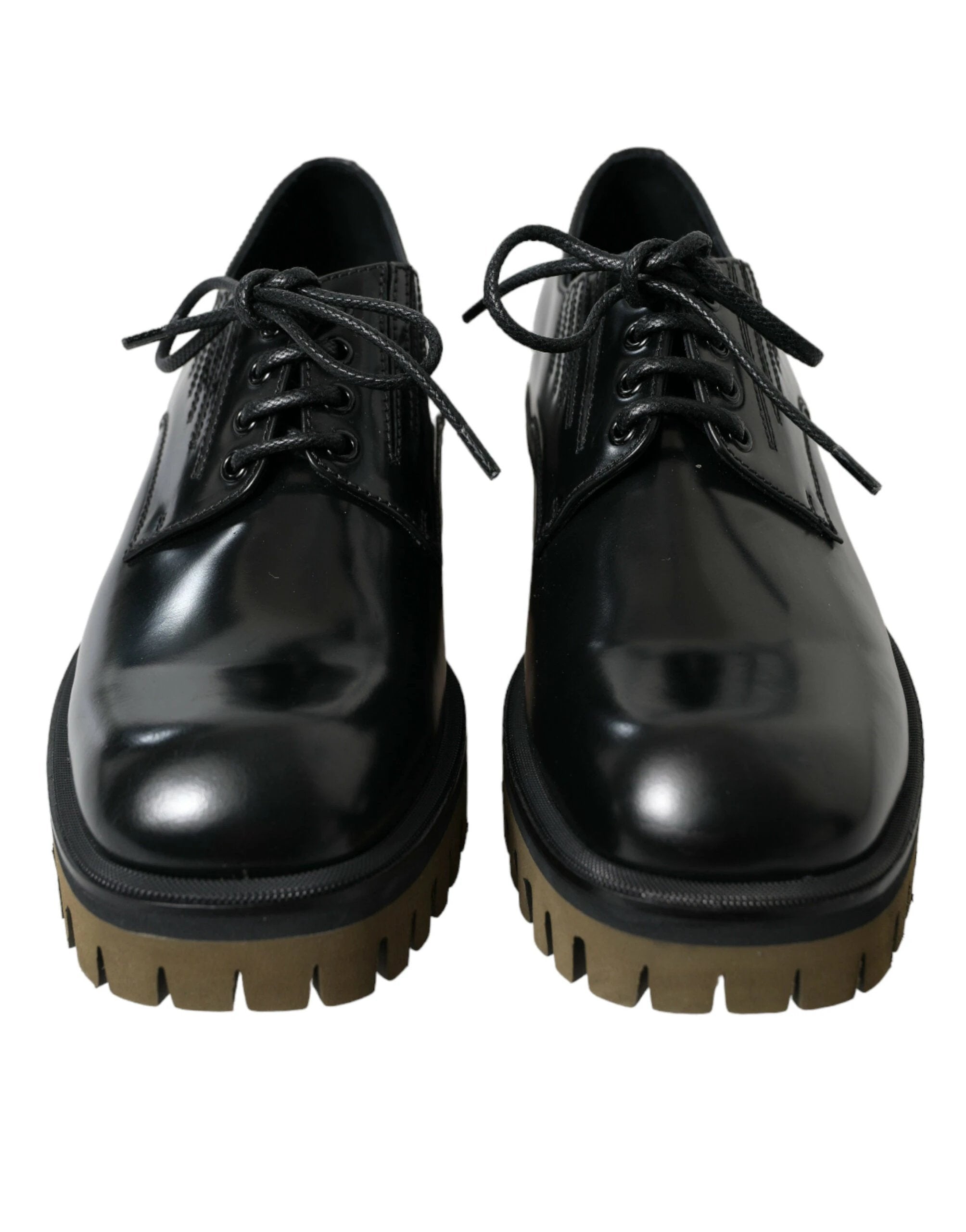 Dolce & Gabbana Black Leather Lace Up Derby Men Dress Shoes by Dolce & Gabbana