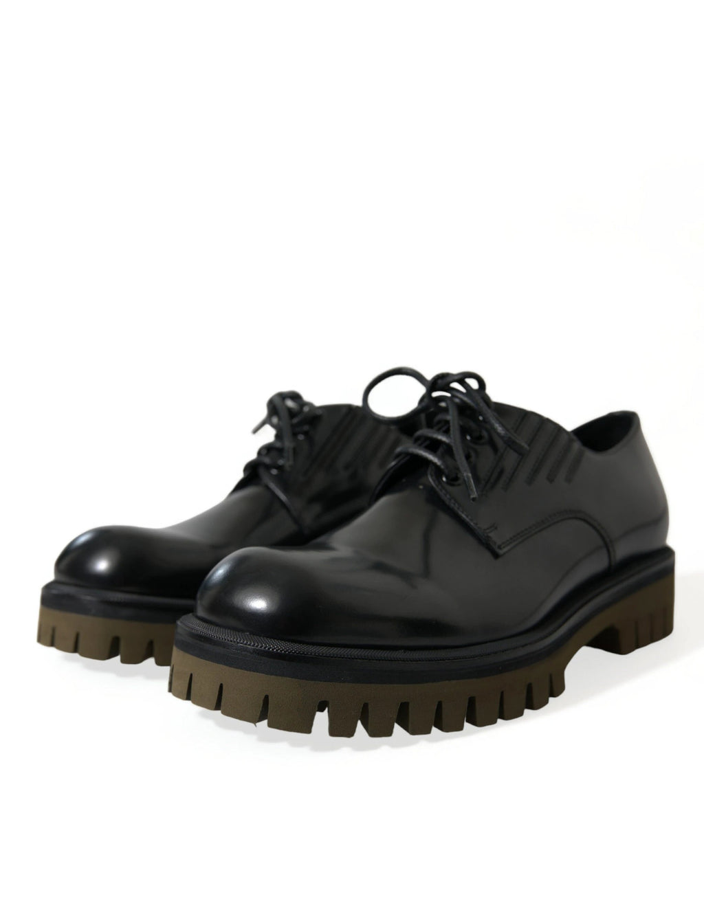 Dolce & Gabbana Black Leather Lace Up Derby Men Dress Shoes by Dolce & Gabbana