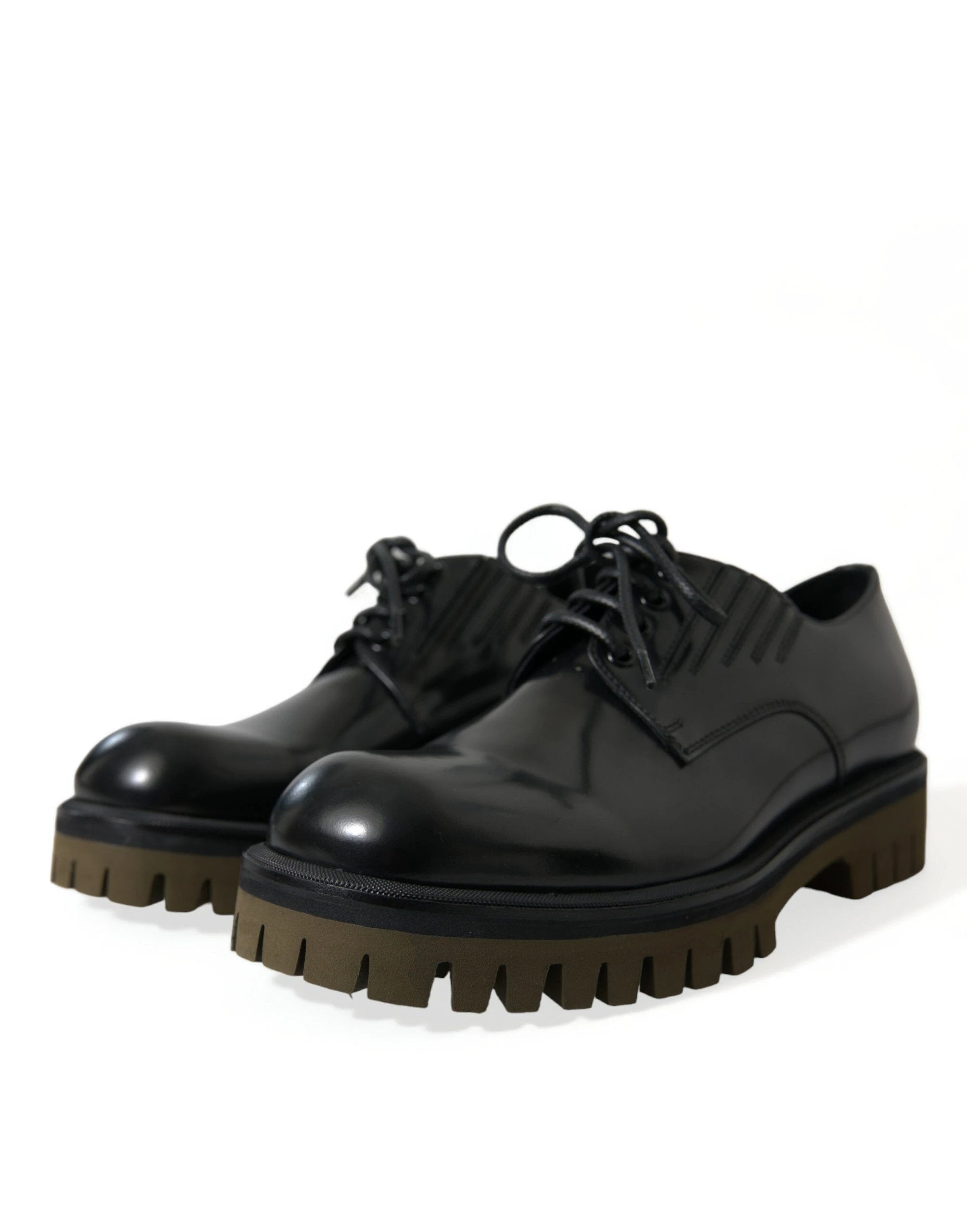 Dolce & Gabbana Black Leather Lace Up Derby Men Dress Shoes by Dolce & Gabbana